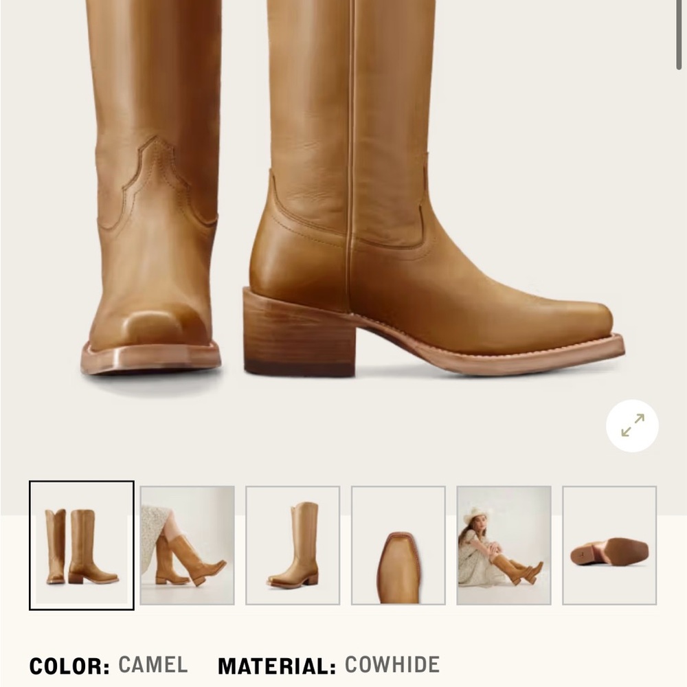 Tecovas Camel Cowhide Heeled Boots